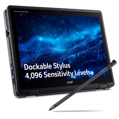 Acer TravelMate Spin B3 TMB312RN-31 N250 8GB/256GB W11P EDU Intel® N Laptop 31 cm (12.2") Touchscreen WUXGA LPDDR5-SDRAM SSD Wi-Fi 6E (802.11ax) Windows 11 Pro Education Black