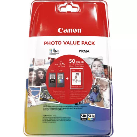 Canon 5224B007/PG-540L+CL-541XL Printhead cartridge multi pack black + color + Photopaper 10x15cm 50 sheet Pack=2 for Canon Pixma MG 2150/MX 370