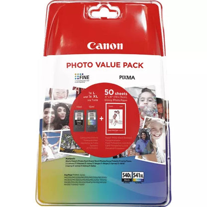 Canon 5224B007/PG-540L+CL-541XL Printhead cartridge multi pack black + color + Photopaper 10x15cm 50 sheet Pack=2 for Canon Pixma MG 2150/MX 370