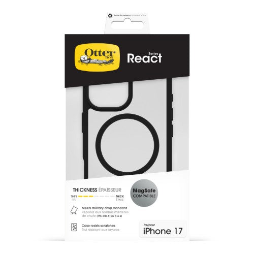 OtterBox React MagSafe Series for Apple iPhone 17, Black Crystal, transparent/black