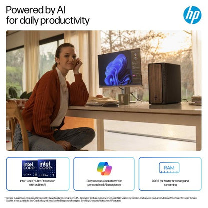 HP OmniDesk AI M03-0003na PC Intel Core Ultra 7 265 16 GB DDR5-SDRAM 1 TB SSD Windows 11 Home Tower AI PC Wood