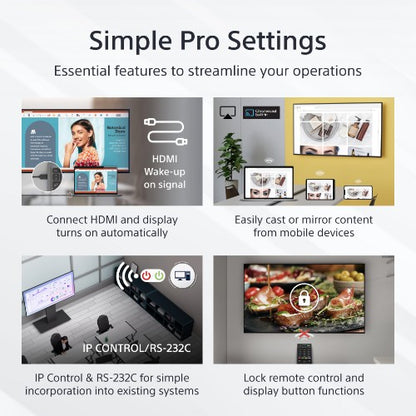 Sony FW-43EZ20L Signage Display Digital signage flat panel 109.2 cm (43") LED Wi-Fi 350 cd/m² 4K Ultra HD Black Android 16/7