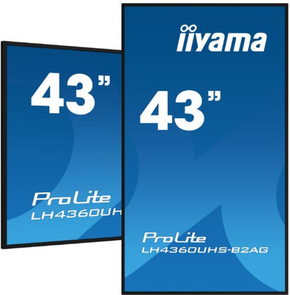 iiyama LH4360UHS-B2AG Signage Display Digital A-board 108 cm (42.5") LED Wi-Fi 500 cd/m² 4K Ultra HD Black Built-in processor Android 11 24/7