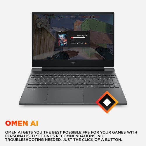 HP Victus Gaming 15-fb3001na AMD Ryzen™ 5 8645HS Laptop 39.6 cm (15.6") Full HD 8 GB DDR5-SDRAM 512 GB SSD NVIDIA GeForce RTX 3050 Wi-Fi 6 (802.11ax) Windows 11 Home AI PC Black