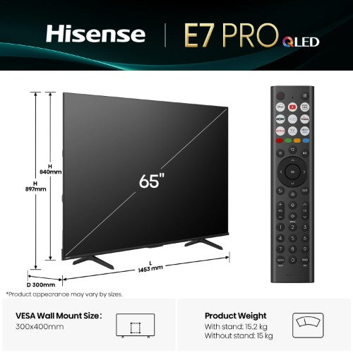 Hisense 50" E78QTUK PRO 144Hz QLED Smart AI TV with Freely