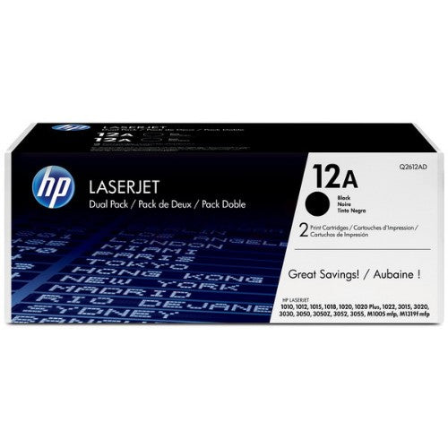 HP Q2612AD/12AD Toner cartridge black twin pack, 2x2K pages/5% Pack=2 for Canon LBP-3000