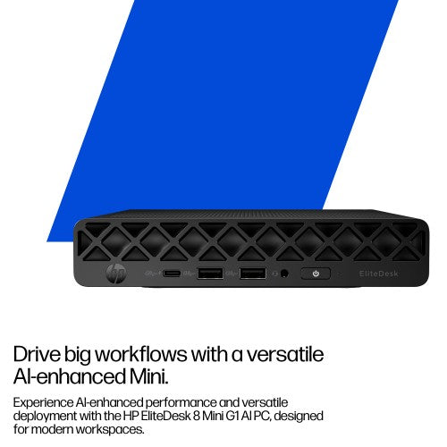HP EliteDesk 8 Mini G1i AI Intel Core Ultra 7 265T 16 GB DDR5-SDRAM 512 GB SSD Windows 11 Pro Mini PC AI PC Black