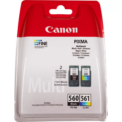 Canon 3713C008/PG-560+CL-561 Printhead cartridge multi pack black + color PVP 7,5ml + 8,3ml Pack=2 for Canon Pixma TS 5350