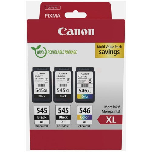 Canon 8286B013/PG-545XL+CL-546XL Printhead cartridge multi pack 2x black +1x color high-capacity 2x15ml + 1x13ml Pack=3 for Canon Pixma MG 2450