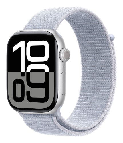 Apple Watch Series 10 GPS + Cellular 46mm Silver Aluminium Case with Blue Cloud Sport Loop