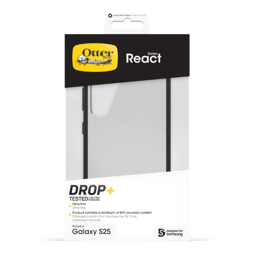 OtterBox React Series for Samsung Galaxy S25, transparent/black