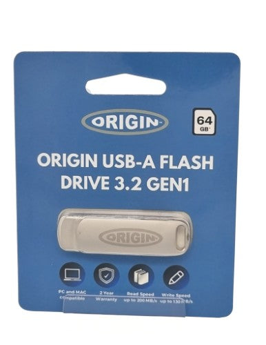 Origin Storage Origin 64GB USB-A flash drive 3.2 Gen1 USB flash drive USB Type-A 3.2 Gen 1 (3.1 Gen 1) Stainless steel