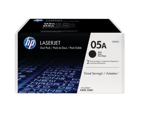 HP CE505D/05A Toner cartridge black twin pack, 2x2.3K pages ISO/IEC 19752 Pack=2 for HP LaserJet P 2035/2055