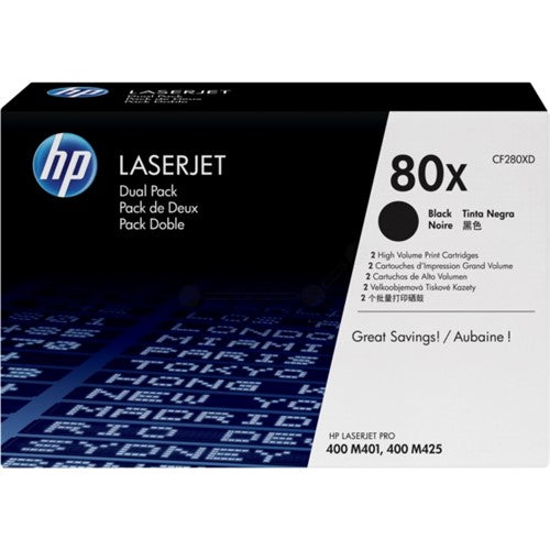 HP CF280XD/80X Toner cartridge black high-capacity twin pack, 2x6.9K pages ISO/IEC 19752 Pack=2 for HP Pro 400/e