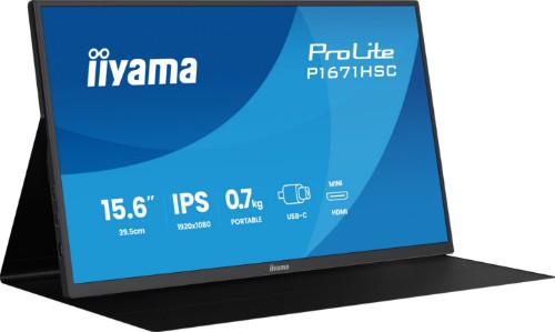 iiyama ProLite P1671HSC-B1 computer monitor 39.6 cm (15.6") 1920 x 1080 pixels Full HD LED Black