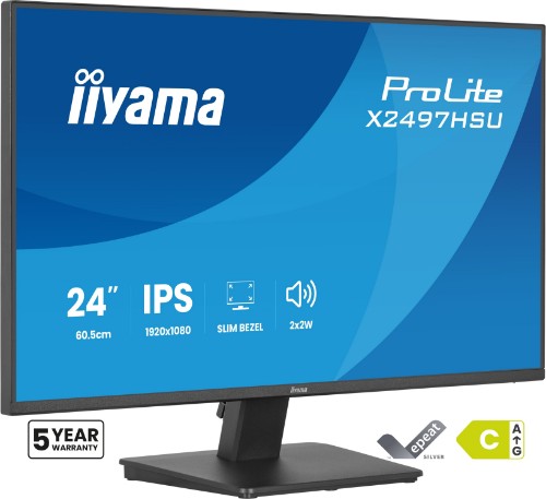 iiyama ProLite X2497HSU-B1 computer monitor 60.5 cm (23.8") 1920 x 1080 pixels Full HD LED Black