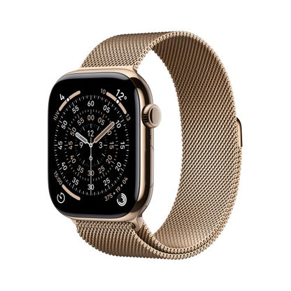 Apple Watch Series 11 GPS + Cellular 46mm Gold Titanium Case with Gold Milanese Loop - S/M
