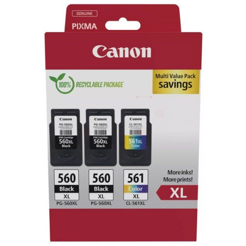 Canon 3712C009/PG-560XL+CL-561XL Printhead cartridge multi pack 2x black +1x color 2x14,3ml + 1x12,2ml Pack=3 for Canon Pixma TS 5350