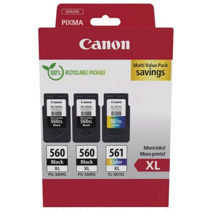 Canon 3712C009/PG-560XL+CL-561XL Printhead cartridge multi pack 2x black +1x color 2x14,3ml + 1x12,2ml Pack=3 for Canon Pixma TS 5350