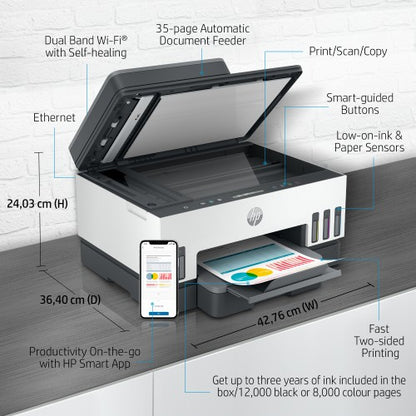 HP Smart Tank 7305 Wireless All-in-One Color Printer, Two-sided printing; Copier, Scanner