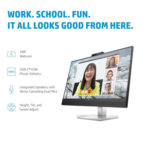 HP E27m G4 QHD USB-C Conferencing Monitor computer monitor 68.6 cm (27") 2560 x 1440 pixels Quad HD LCD Black, Silver