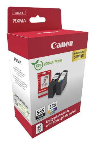 Canon 6205C004/PG-585/CL-586 Ink cartridge multi pack black + color + Photopaper GP-501, 2x180 pages ISO/IEC 19752 Pack=2 for Canon Pixma TS 7650
