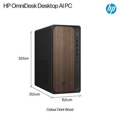 HP OmniDesk AI M03-0007na PC Intel Core Ultra 7 265 32 GB DDR5-SDRAM 2 TB SSD Windows 11 Home Tower AI PC Wood