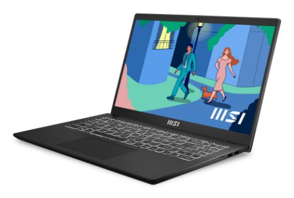 MSI Modern 15 B12M-026UK Intel® Core™ i7 i7-1255U Laptop 39.6 cm (15.6") Full HD 8 GB DDR4-SDRAM 256 GB SSD Wi-Fi 6 (802.11ax) Windows 11 Home Black