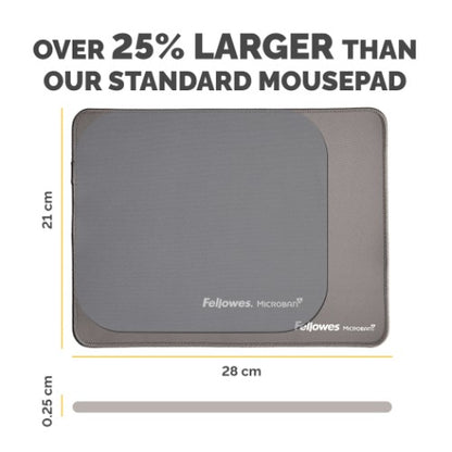 Fellowes Breyta XL Mouse Mat with Non-Slip Base XL Mouse Pad with Antibacterial Protection Grey