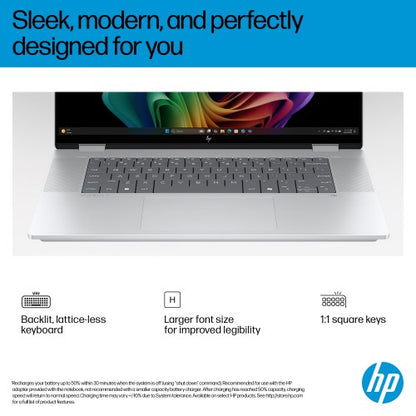 HP OmniBook X FlipNGAI 16-as0008na Copilot+ PC Intel Core Ultra 7 256V Hybrid (2-in-1) 40.6 cm (16") Touchscreen 2K 16 GB LPDDR5x-SDRAM 1 TB SSD Wi-Fi 7 (802.11be) Windows 11 Home Silver