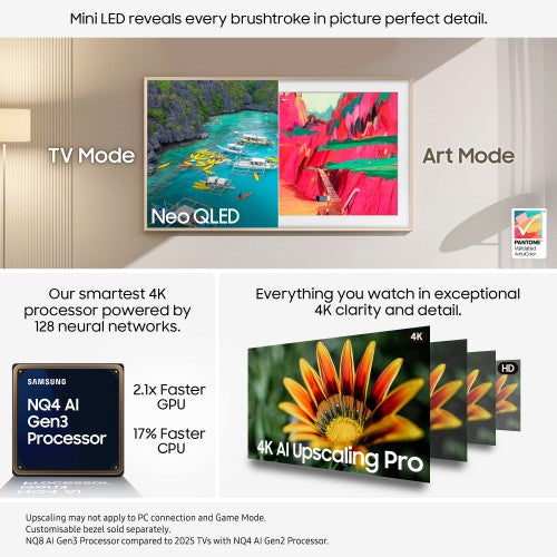Samsung 2025 85" The Frame Pro Art Mode Neo QLED 4K HDR Smart TV 2.16 m (85") 4K Ultra HD Wi-Fi Black