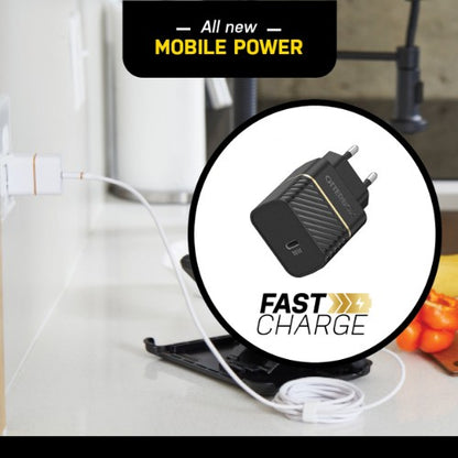 OtterBox EU Wall Charger 30W GaN - 1X USB-C 30W USB-PD, black
