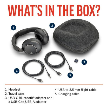 HP Poly Voyager Surround 80 UC USB-C Headset +USB-C/A Adapter