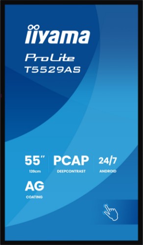 iiyama T5529AS-B1AG computer monitor 138.7 cm (54.6") 3840 x 2160 pixels 4K Ultra HD LED Touchscreen Black