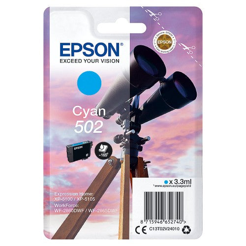 Epson C13T02V24010/502 Ink cartridge cyan, 160 pages 3,3ml for Epson XP 5100
