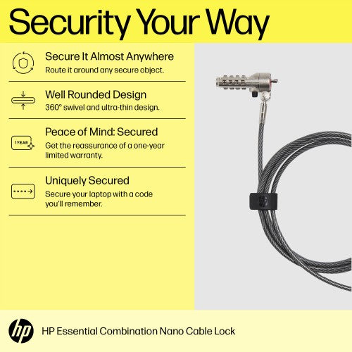 HP Essential Nano Combination Cable Lock