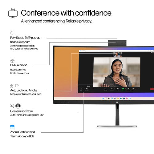 HP Series 5 Pro 34 inch WQHD USB-C Conferencing Monitor - 534pm PVC Free