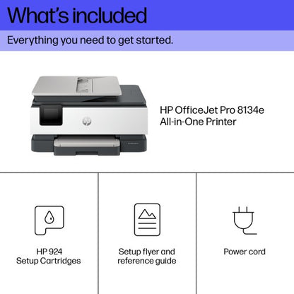 HP OfficeJet Pro 8134e Wireless All-in-One Color Printer, Instant Ink; Two-sided printing